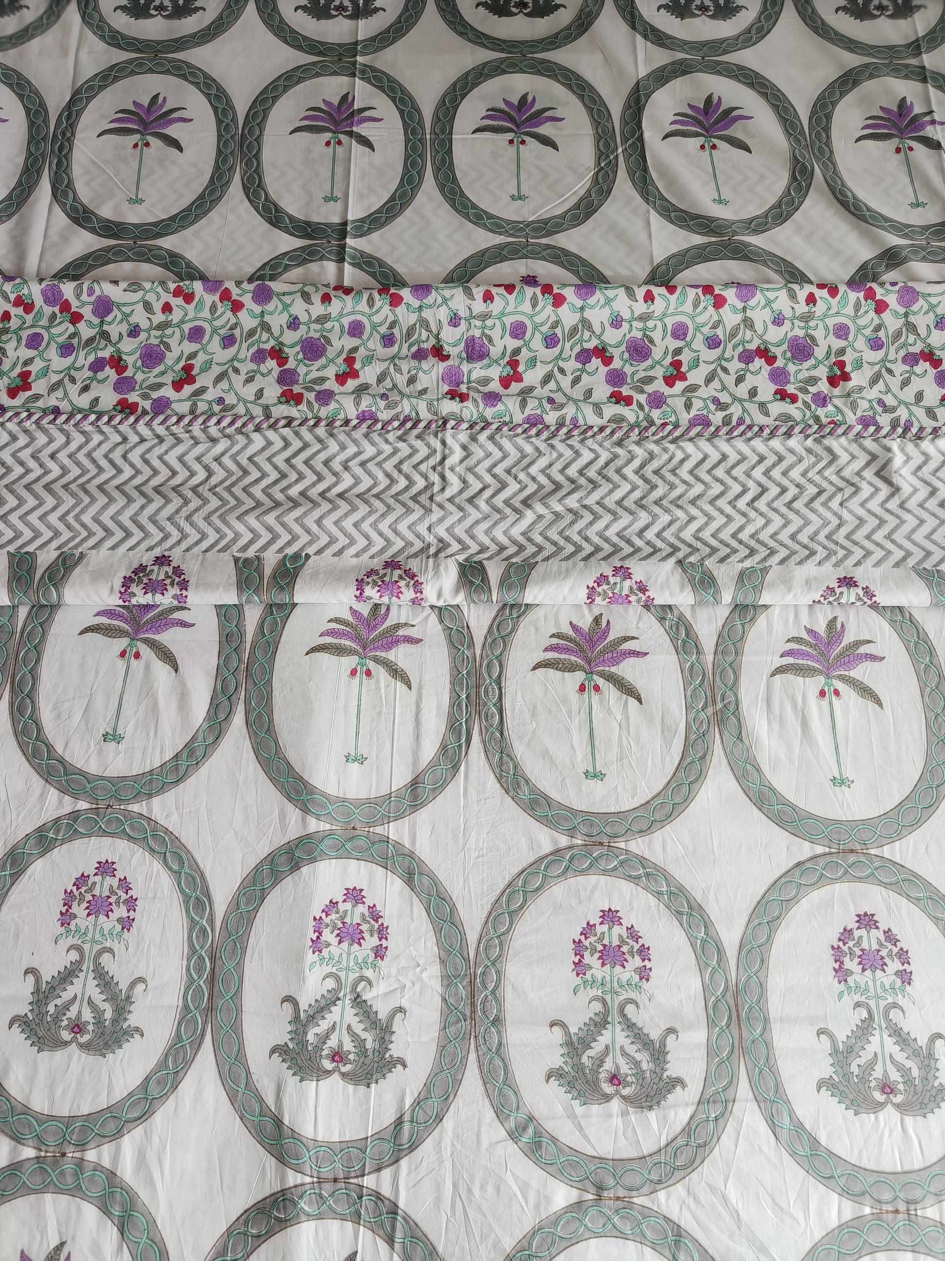 Regal Tropics Dohar – Purple Palm & Floral Medallions - Avyana Bedding Collection