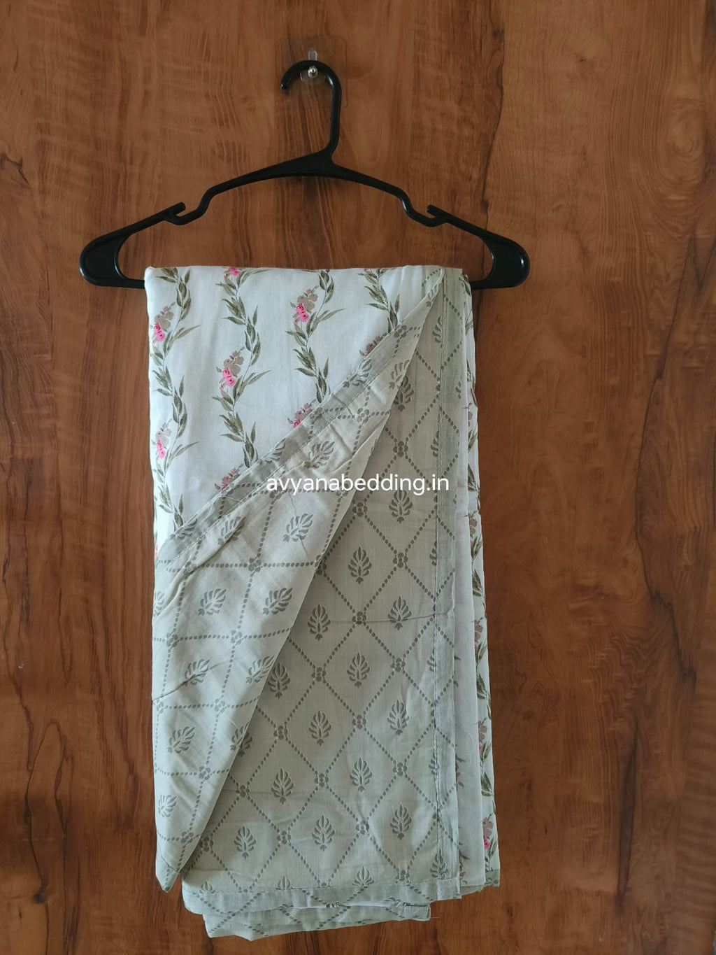 Sage Blossom Reversible Double Dohar in Pure Cotton - Avyana Bedding Collection