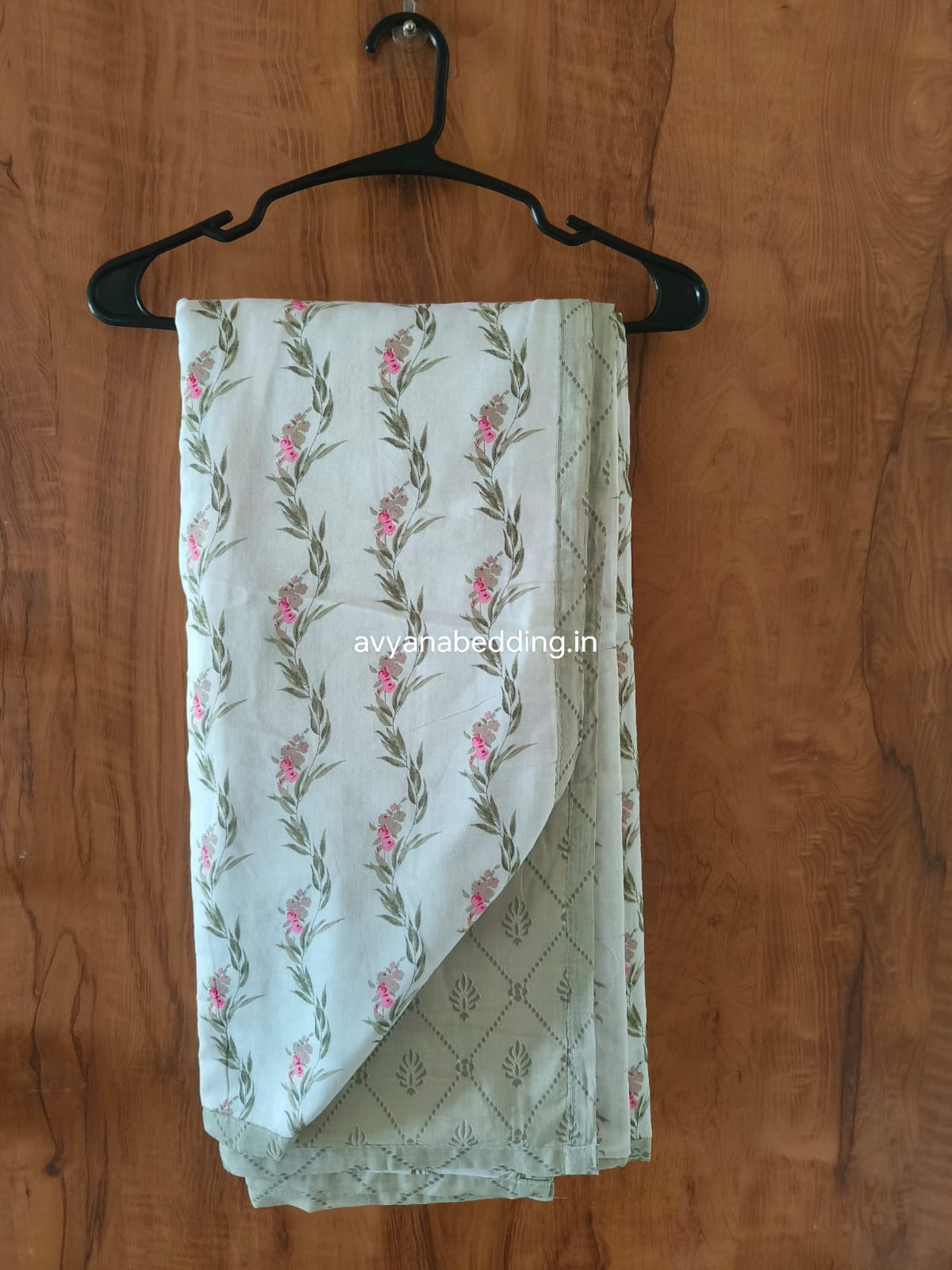 Sage Blossom Reversible Double Dohar in Pure Cotton - Avyana Bedding Collection