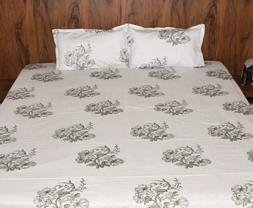 Soft Bloom Queen Bedsheet – Pastel Whisper - Pure Cotton - Avyana Bedding Collection