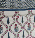 Teal Blue Charm Handblock Dohar – Blue Chevron & Floral - Avyana Bedding Collection