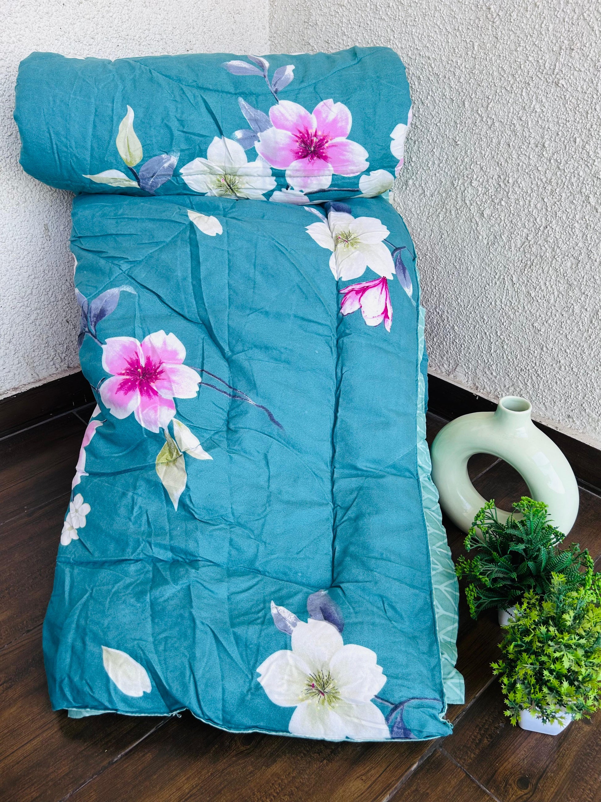 Teal Floral Comforter – Bloom - Inspired Premium Bedding - Avyana Bedding Collection