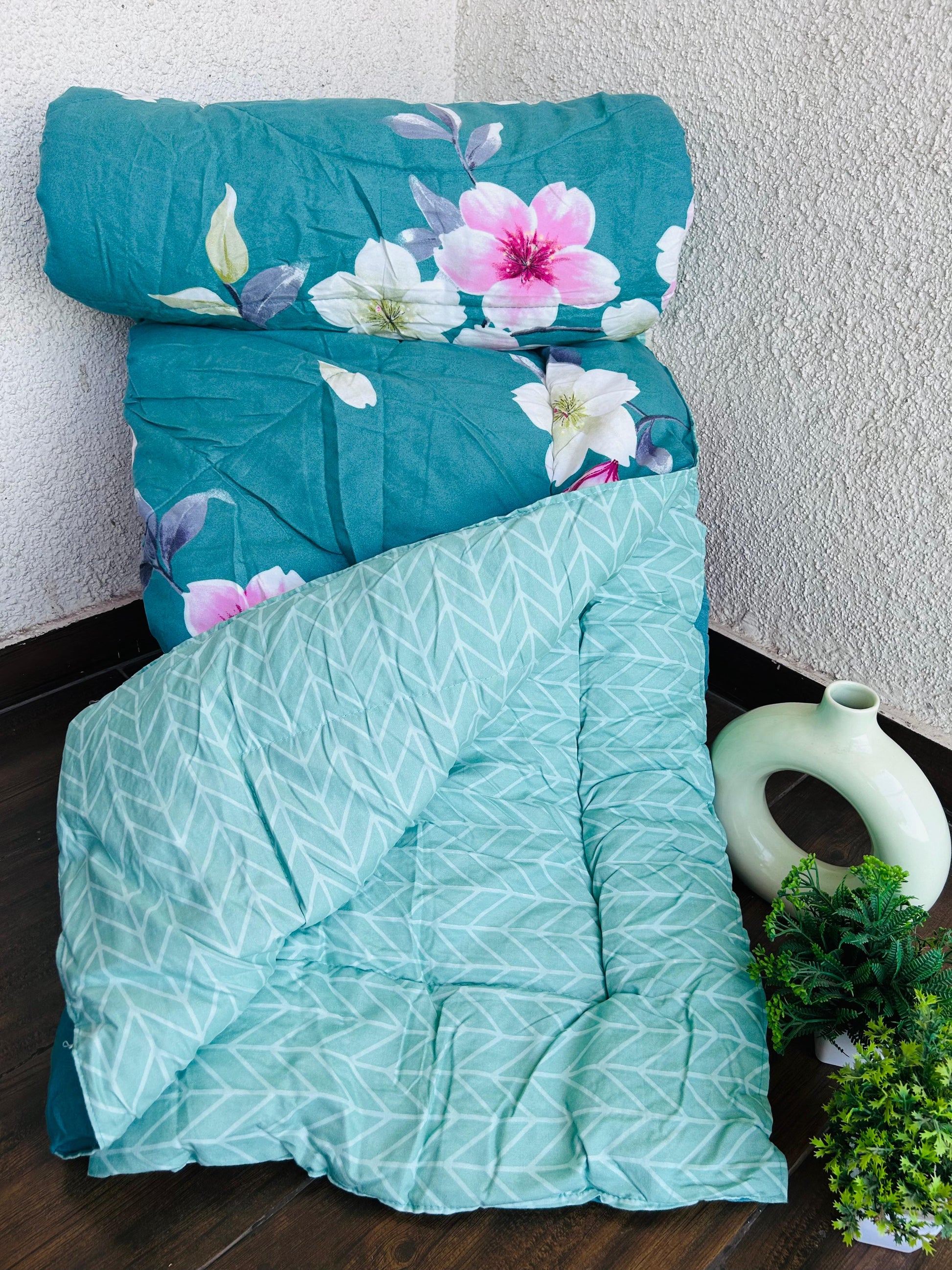 Teal Floral Comforter – Bloom - Inspired Premium Bedding - Avyana Bedding Collection
