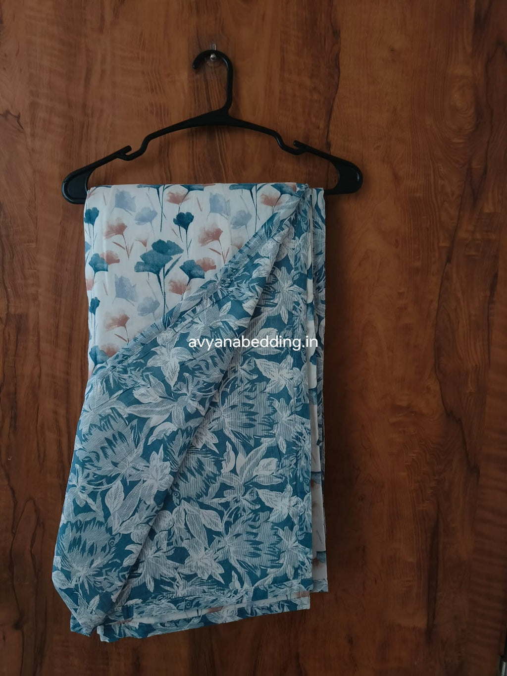 Teal Garden Reversible Double Dohar in Pure Cotton - Avyana Bedding Collection