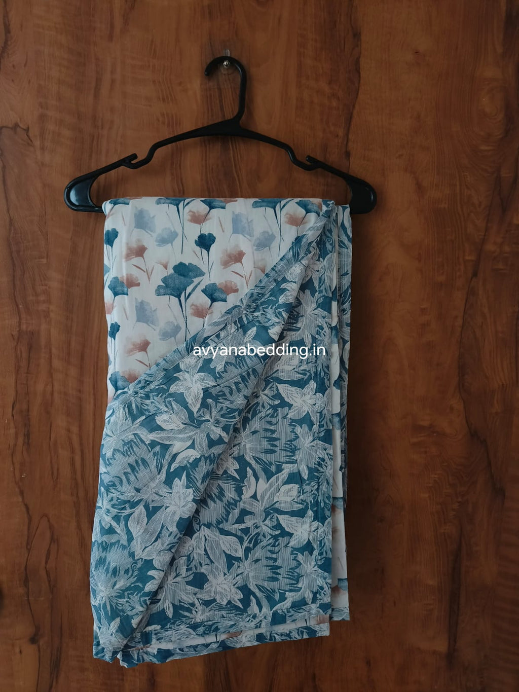 Teal Garden Reversible Double Dohar in Pure Cotton - Avyana Bedding Collection