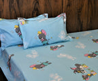 Tom & Jerry Kids Cartoon Bedsheet – Sky Blue | Pure Cotton - Avyana Bedding Collection