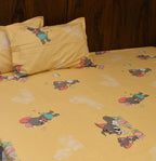 Tom & Jerry Kids Cartoon Bedsheet – Sunny Yellow | Pure Cotton - Avyana Bedding Collection