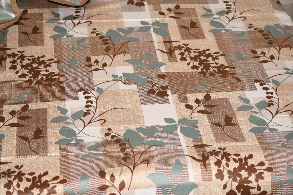 Urban Earth Pure Cotton Bedsheet – Rustic Brown Botanical Blocks - Avyana Bedding Collection