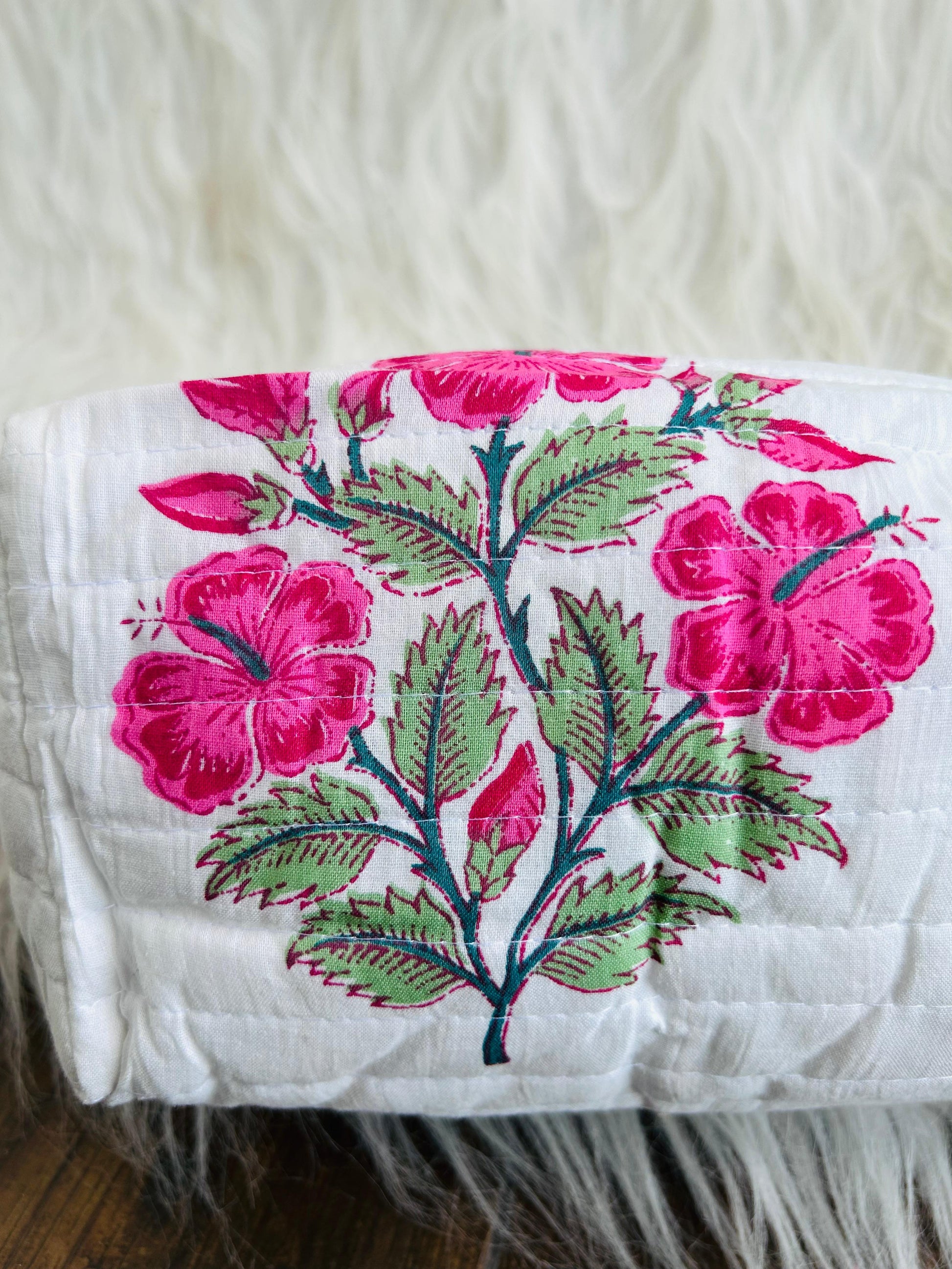 Utility Pouches - set of 3 - White and Pink - Avyana Bedding Collection