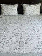 White Botanical Bliss Cotton Bedsheet Set - Avyana Bedding Collection