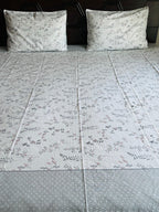 White Botanical Bliss Cotton Bedsheet Set - Avyana Bedding Collection