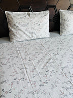 White Botanical Bliss Cotton Bedsheet Set - Avyana Bedding Collection