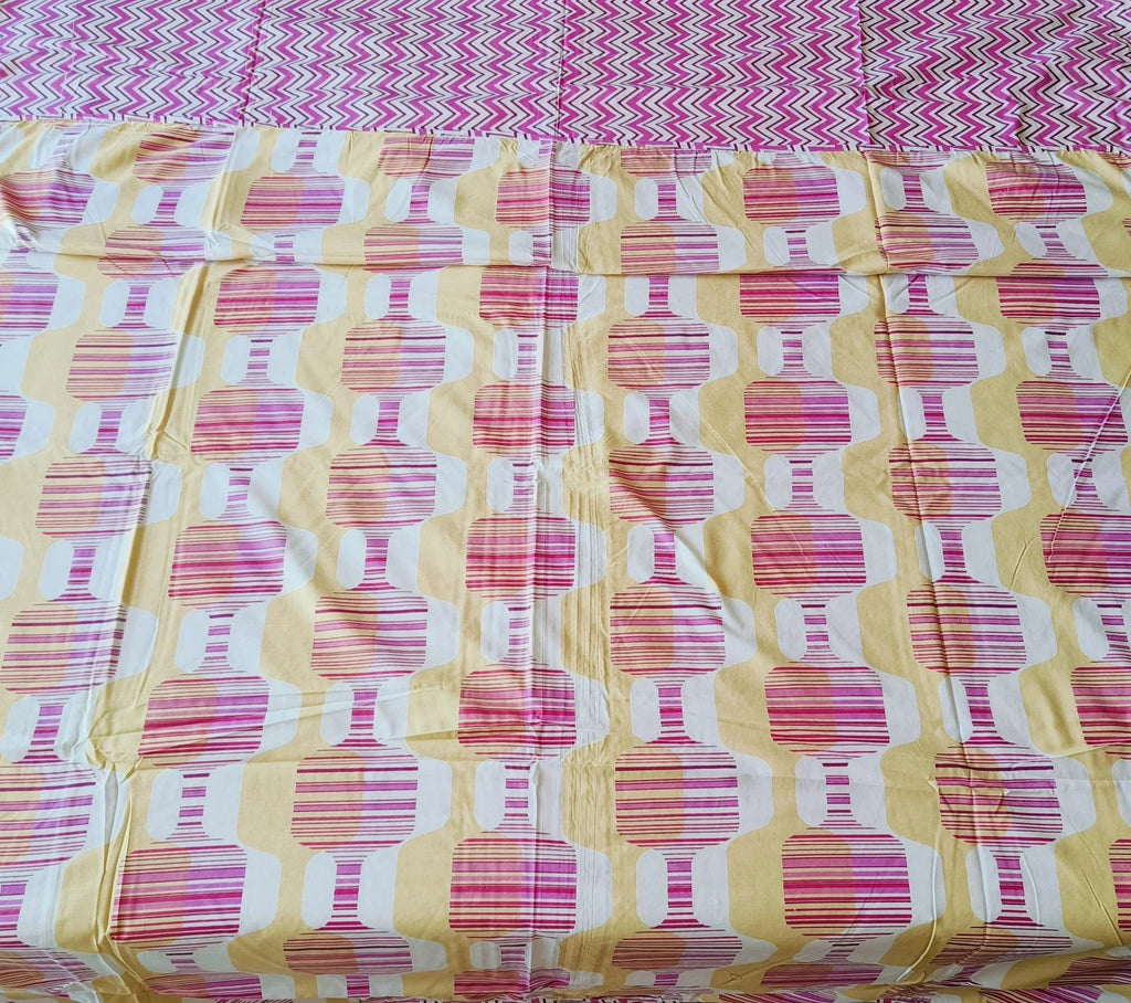 White Pink Cotton Jaipuri Premium Single Bed Dohar - Avyana Bedding Collection