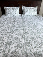 White Sage Bamboo Garden Cotton Bedsheet Set - Avyana Bedding Collection
